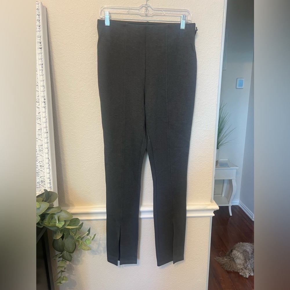 Medium Old Navy Women's Ponte Pants Elastic Waist Mid Rise Gray Ankle - Picture 12 of 13